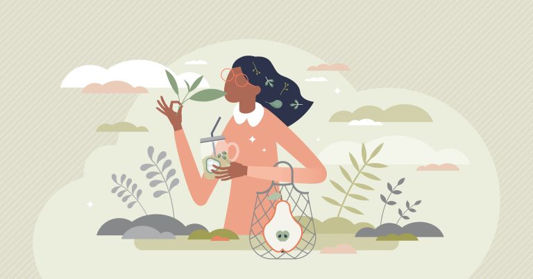 The Benefits of Vegan Shoes: woman with vegan food